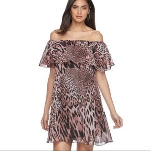 Jennifer Lopez Off The Shoulder Ruffle Shift Dress